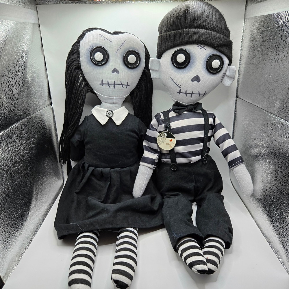 Debi Lilly Halloween Zombie Couple Wednesday Doll Black White Spookyβ